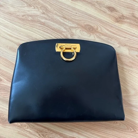 Salvador Ferragamo Gold and Black Women\'s clutch bag Diana clutch - Women | Ferragamo main image 4
